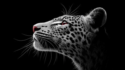 Obraz premium Profile of a Leopard with Red Eyes Generative AI