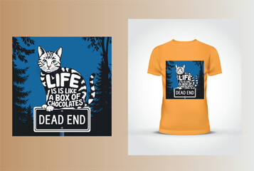 T shirt Design cat image with typography funny traffic sign with cat 