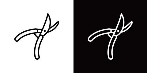 剪定鋏のシンプルなラインアイコン