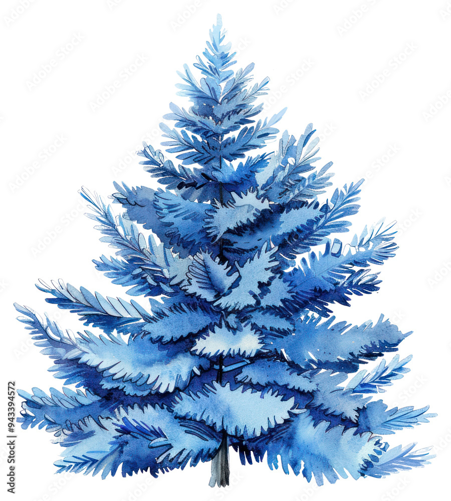 Wall mural PNG Blue watercolor pine tree illustration