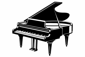 Piano silhouette vector illustration, Royel-type luxury vintage piano