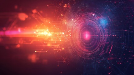 Fototapeta premium Abstract Digital Art: Red and Blue Circuits