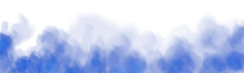 Fantastic blue smoke. Magic smoke. Smog cloud on podium or stage. Fog vapor over ground or water surface, magic haze. PNG.