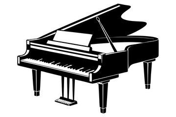 Piano silhouette vector illustration, Royel-type luxury vintage piano