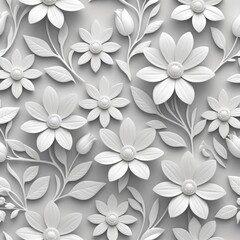 3D White Floral Wall Art Elegant and Modern Floral Design