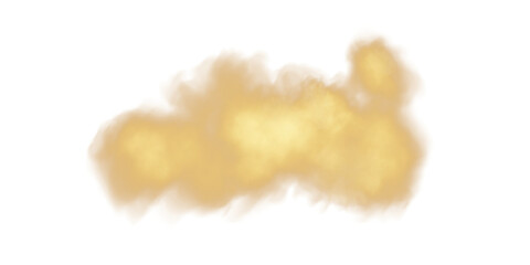 Fantastic yellow smoke. Magic smoke. Smog cloud on podium or stage. Fog vapor over ground or water surface, magic haze. PNG.
