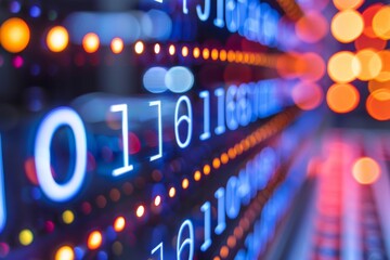 Abstract Background With Glowing Binary Code Digits, Big Data Stream, Technology Concept