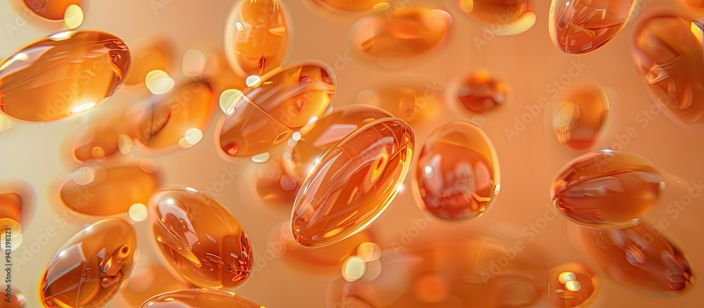 Poster vitamin e capsules offer antioxidants for healthy dietary supplementation they are captured against 