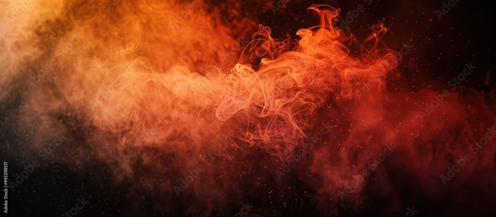 Poster A vibrant blend of orange and red steam set against a dark backdrop with ample copy space image included