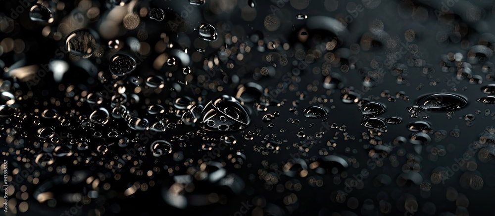 Aufkleber macro shot of water droplets against a black wallpaper perfect for background design with copy space