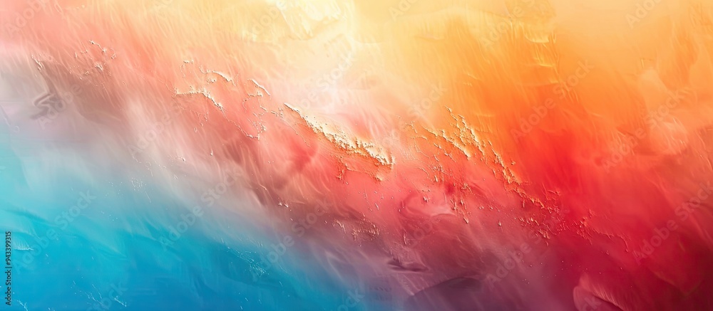 Aufkleber horizontal banner featuring a grainy soft gradient abstract background in red orange and blue sunris