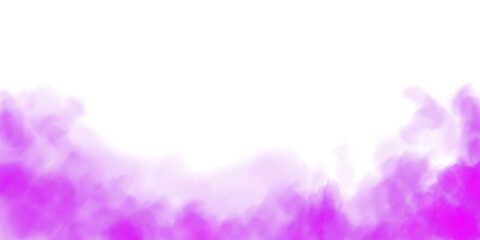 Fantastic purple smoke. Magic smoke. Smog cloud on podium or stage. Fog vapor over ground or water surface, magic haze. PNG.
