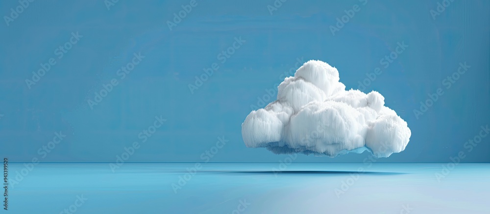 Poster Cloud computing concept illustrated with a white paper cloud on a blue background with copy space for text