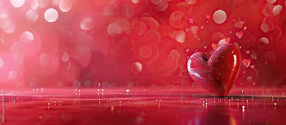 Poster a stunning holiday background showcases a red heart on a red backdrop with highlights ideal for vale