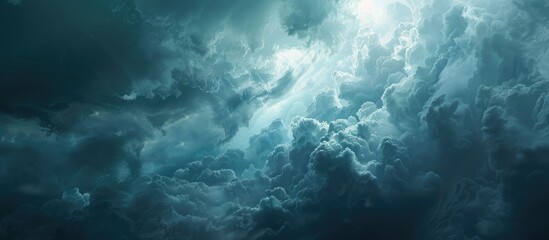Obraz premium A dramatic scene unfolds in the sky with menacing clouds gathering overhead before a fierce storm hits ready for the rain presenting a compelling copy space image