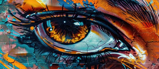 Naklejka premium Vibrant street art graffiti backdrop with urban culture gradient texture for copy space image