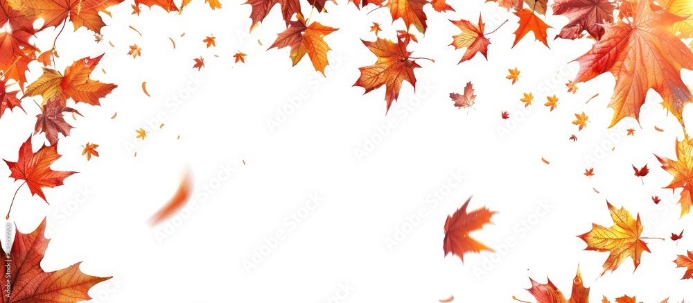 Aufkleber frame filled with autumn leaves providing copy space image
