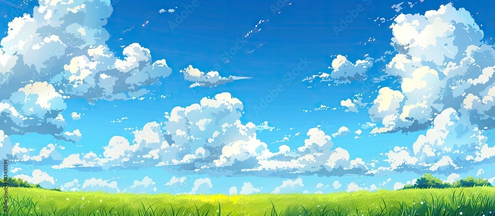 Aufkleber summer sky and white clouds create a picturesque scene with vast copy space image