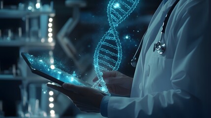 Doctor Analyzing DNA Data
