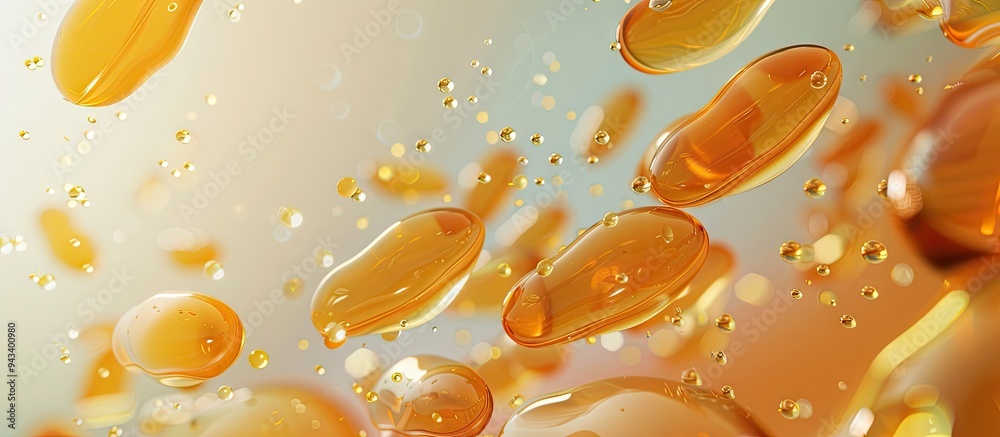Poster vitamin e capsules promote health as antioxidants in dietary supplements on a bright paper backgroun