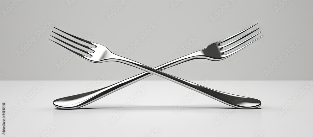 Poster a photo of two crossed forks with copy space image