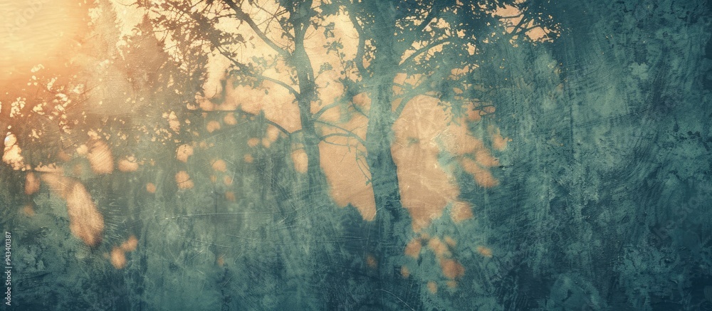 Poster Various textured backgrounds with tree shadow silhouettes under bright sunshine perfect for copy space image