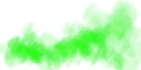 Fantastic green smoke. Magic smoke. Smog cloud on podium or stage. Fog vapor over ground or water surface, magic haze. PNG.