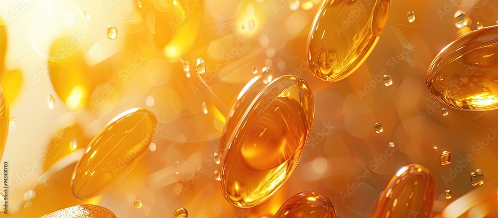 Poster vitamin e capsules promote health as antioxidants in dietary supplements on a bright paper backgroun