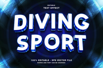 Diving Sport 3d Editable Text Effect Template Style Premium Vector