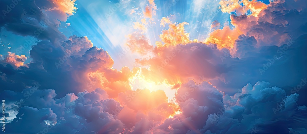 Poster clouds shading sun in anticipation of storm creating an ominous atmosphere in the sky ideal for a co