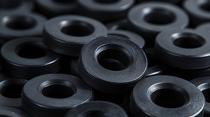 Black rubber rings for sealing and cushioning applications.