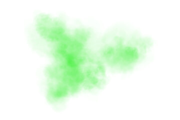 Fantastic green smoke. Magic smoke. Smog cloud on podium or stage. Fog vapor over ground or water surface, magic haze. PNG.