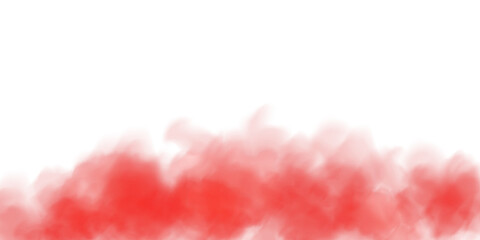 Fantastic red smoke. Magic smoke. Smog cloud on podium or stage. Fog vapor over ground or water surface, magic haze. PNG.