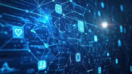 Abstract Digital Network with Healthcare Icons