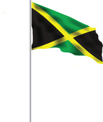 jamaican flag realistic illustration isolated on a transparent background
