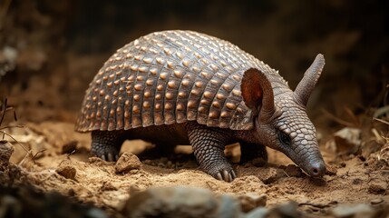 A Close Up of an Armadillo Walking on Sand