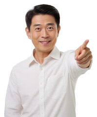 Fototapeta premium PNG Asian man is pointing hand portrait holding.