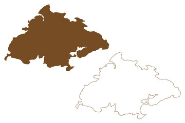 Husoy island (Kingdom of Norway) map vector illustration, scribble sketch Husoy map