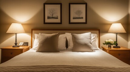 A comfortable guest bedroom with a double bed, nightstands, and a welcoming atmosphere
