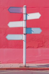 Obraz premium Vintage directional signs on a colorful urban wall background.