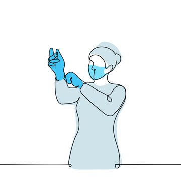 doctor wearing mask and gloves, line art clip art preview