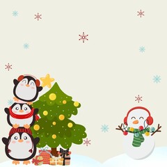 Penguin and snowman