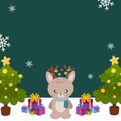 christmas card with deer