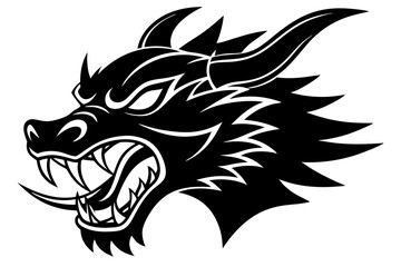 angry traditional Chinese dragon head  vector illustration on a white background