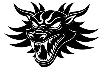 angry traditional Chinese dragon head  vector illustration on a white background