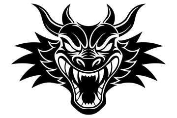 angry traditional Chinese dragon head  vector illustration on a white background