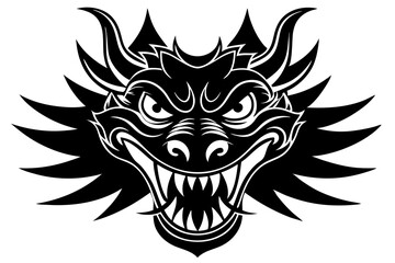 angry traditional Chinese dragon head  vector illustration on a white background