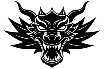 angry traditional Chinese dragon head  vector illustration on a white background