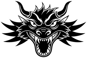 angry traditional Chinese dragon head  vector illustration on a white background
