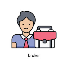 Broker Vector filled outline icon design illustration. insurance symbol on white background EPS 10 File .